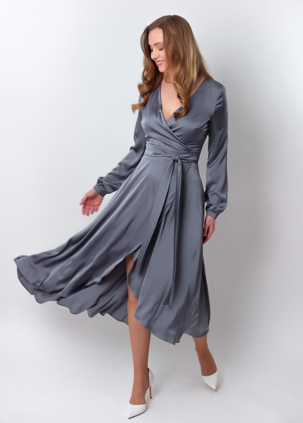 Grey wrap dress