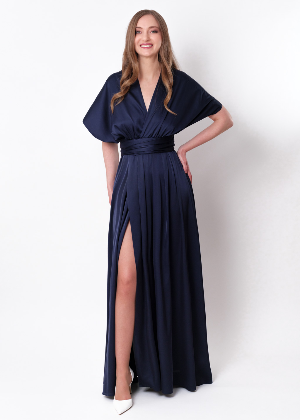 Navy blue infinity slit long dress