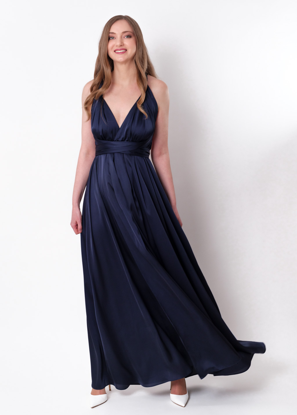 Navy blue infinity slit long dress
