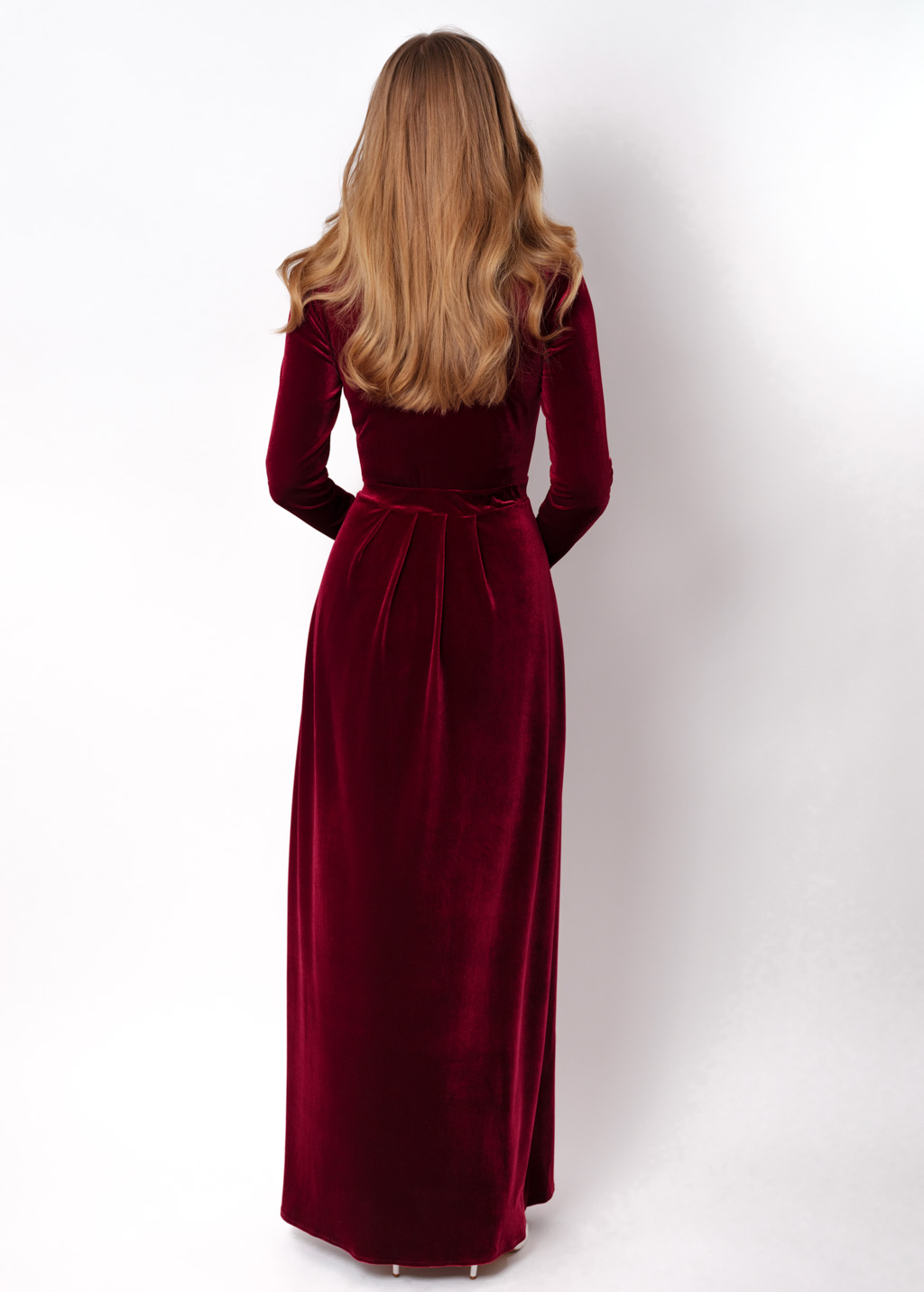 Burgundy velvet long dress