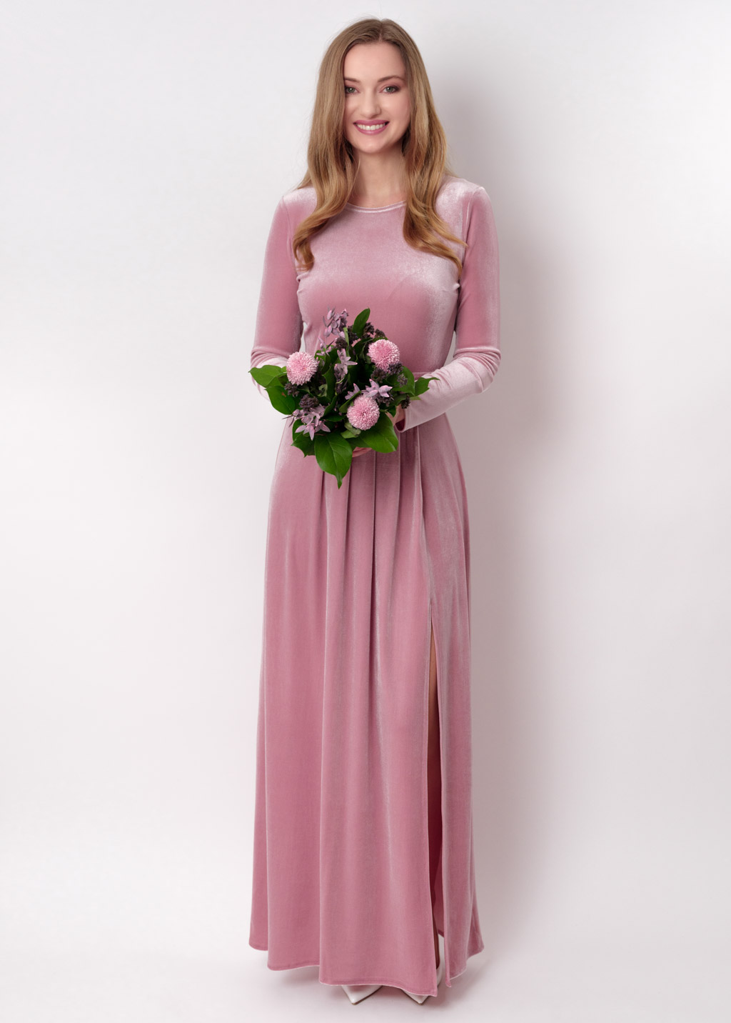 Mauve velvet long dress