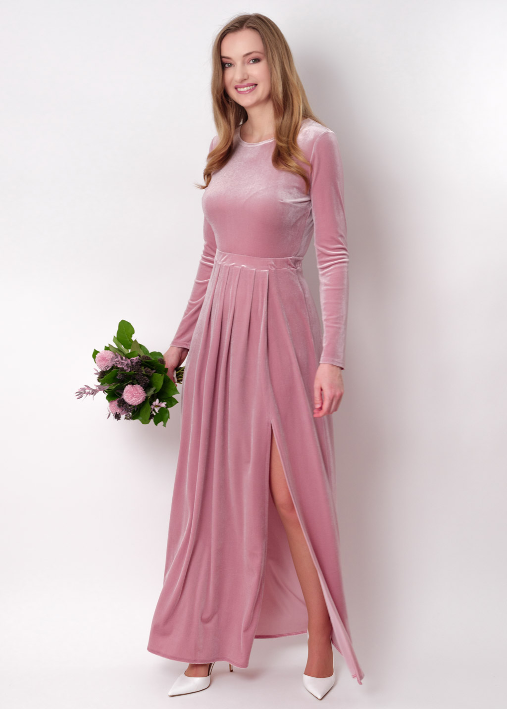 Mauve velvet long dress