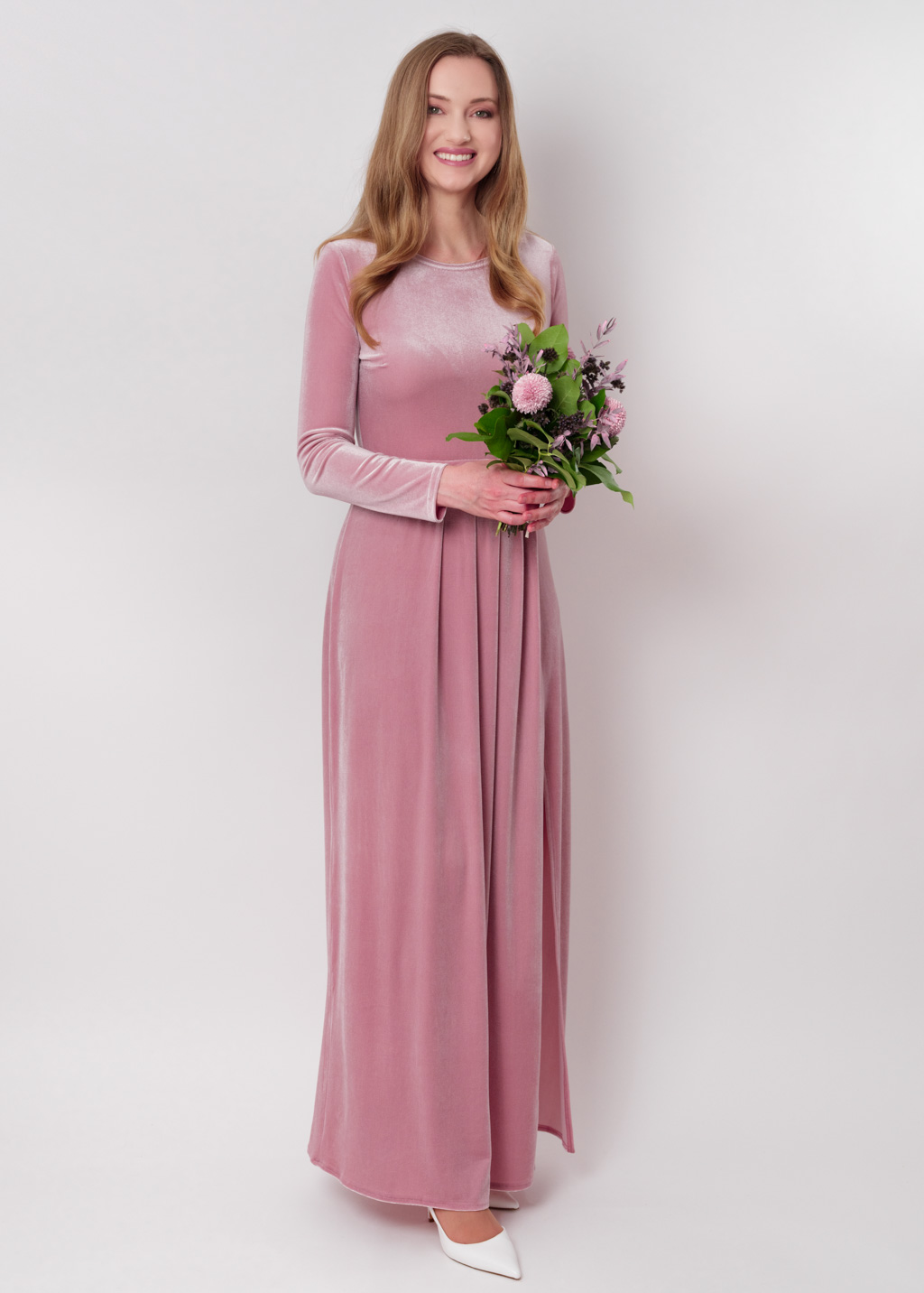 Mauve velvet long dress