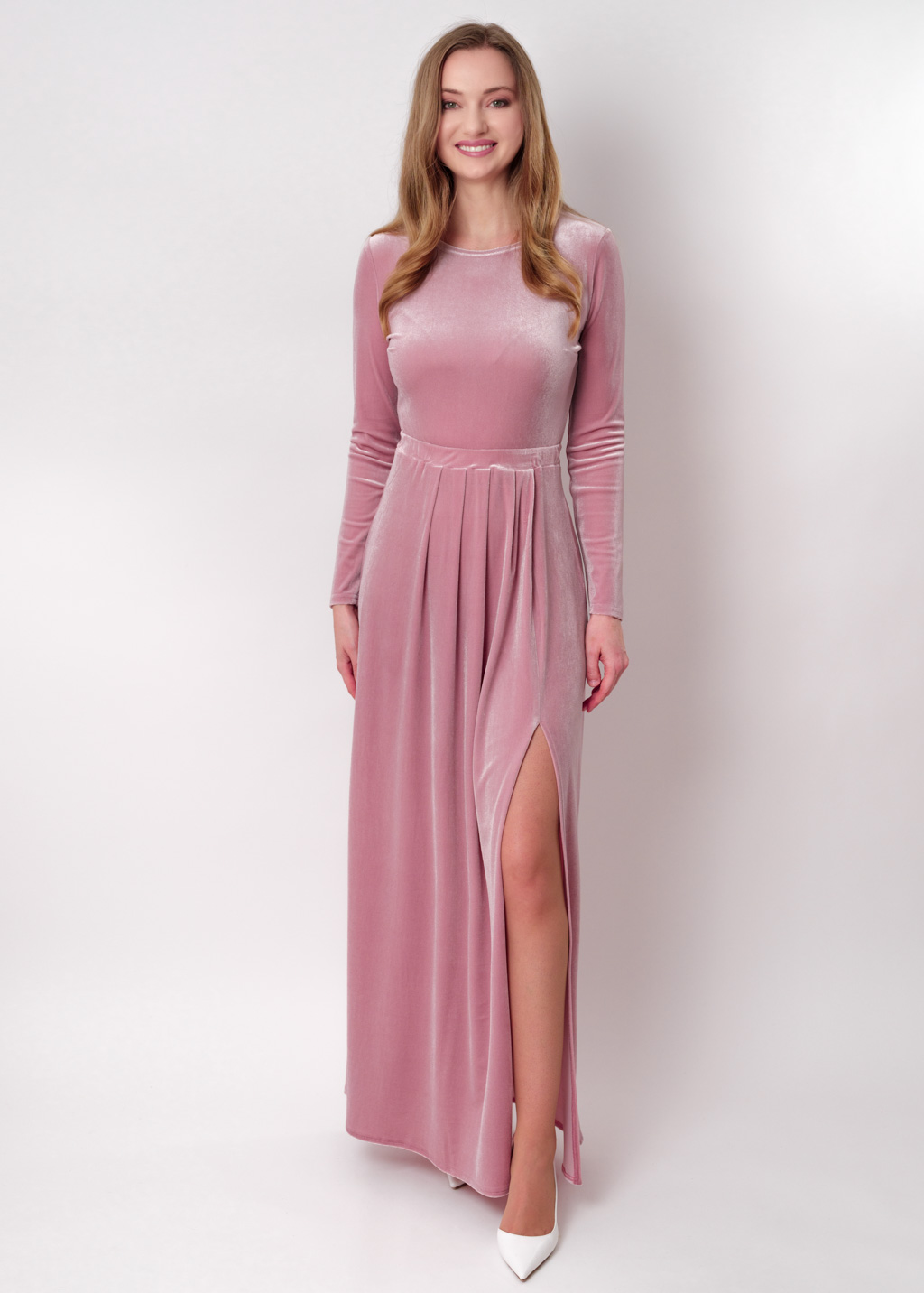 Mauve velvet long dress