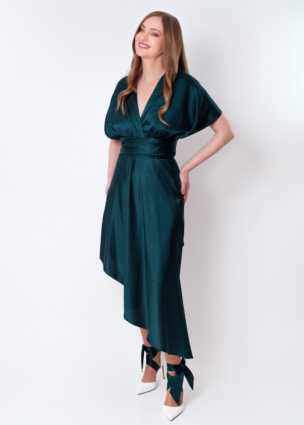 Dark teal green infinity asymmetric dress