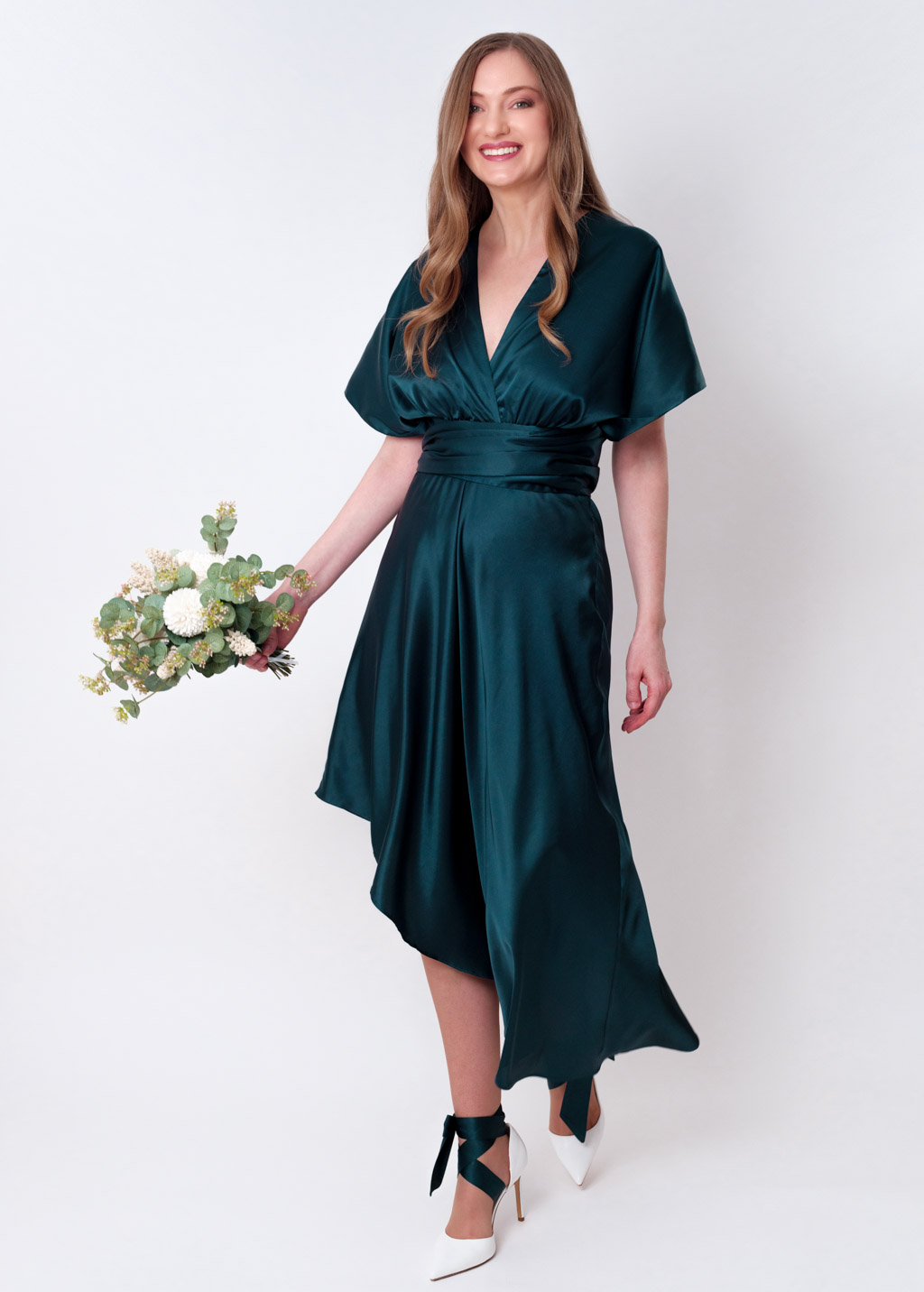 Dark teal green infinity asymmetric dress