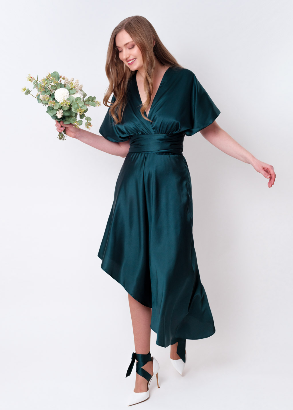 Dark teal green infinity asymmetric dress