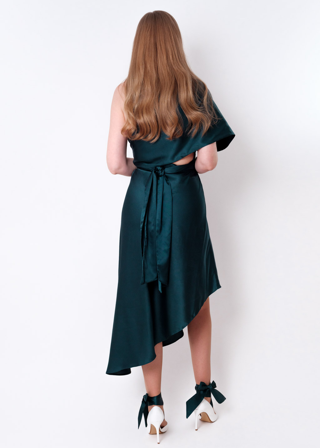 Dark teal green infinity asymmetric dress