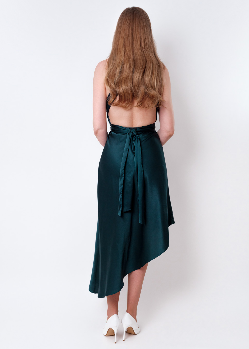 Dark teal green infinity asymmetric dress