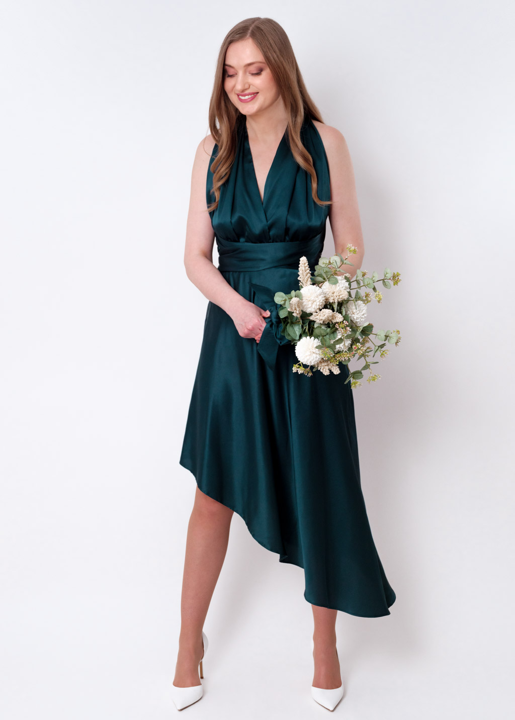 Dark teal green infinity asymmetric dress