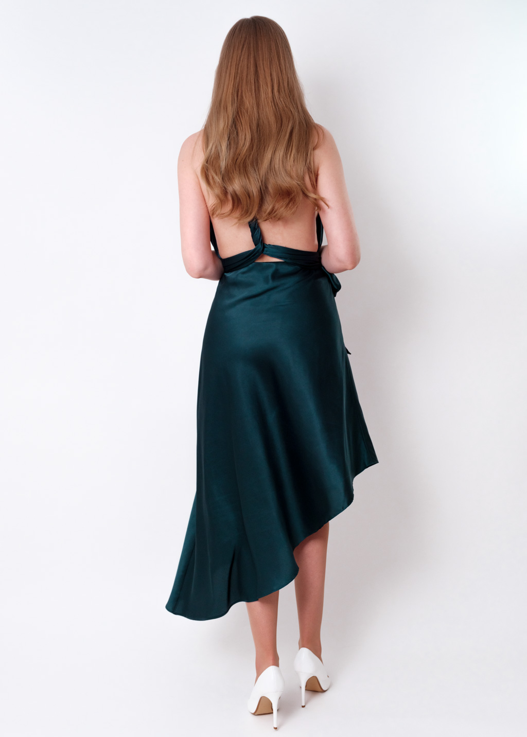 Dark teal green infinity asymmetric dress