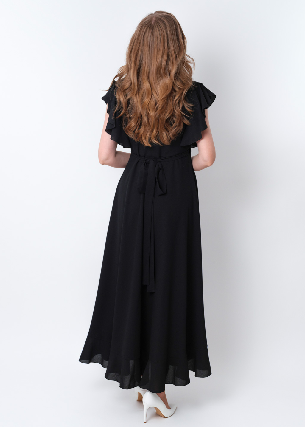 Black chiffon wrap dress