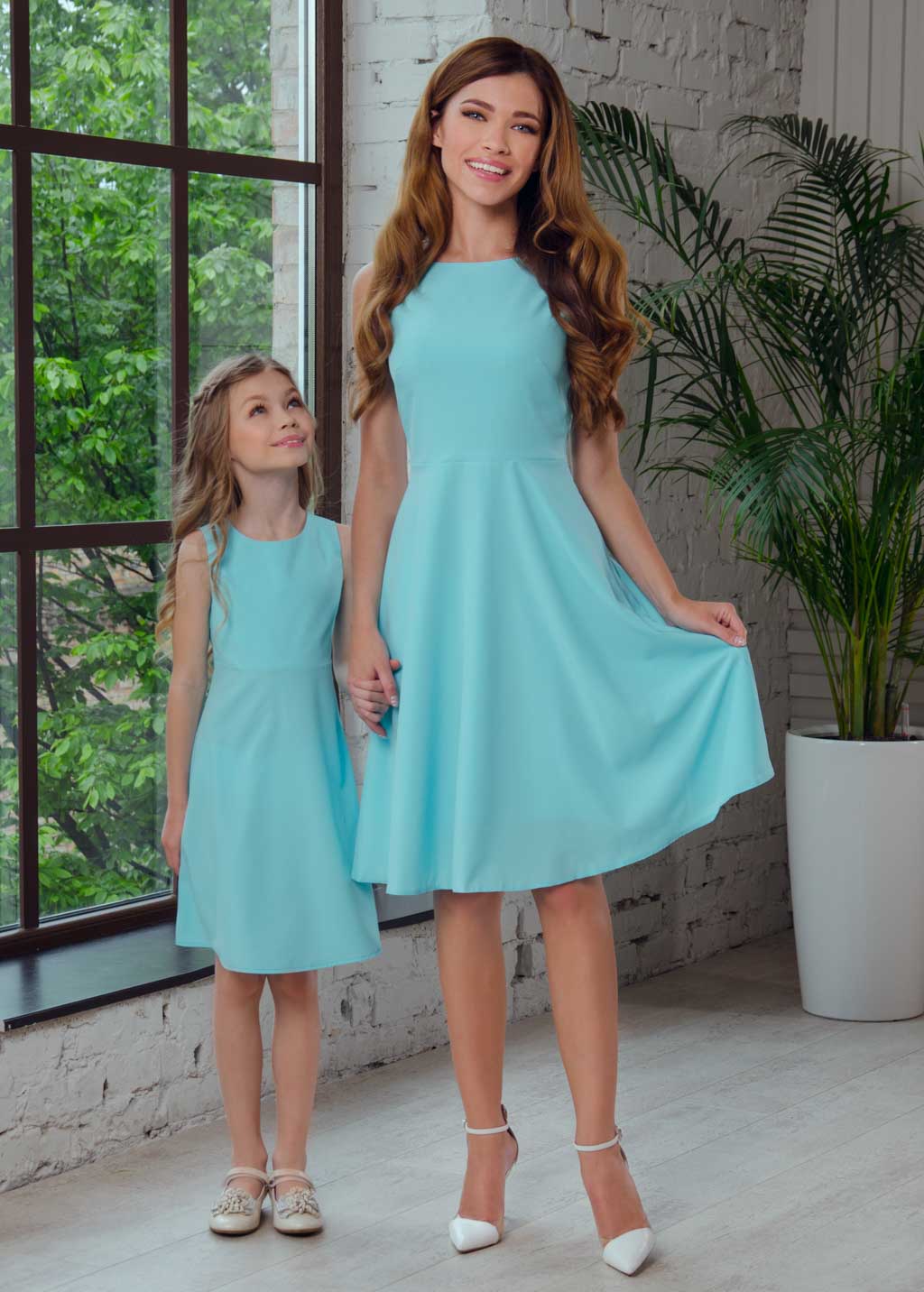 Mommy and me mint dresses