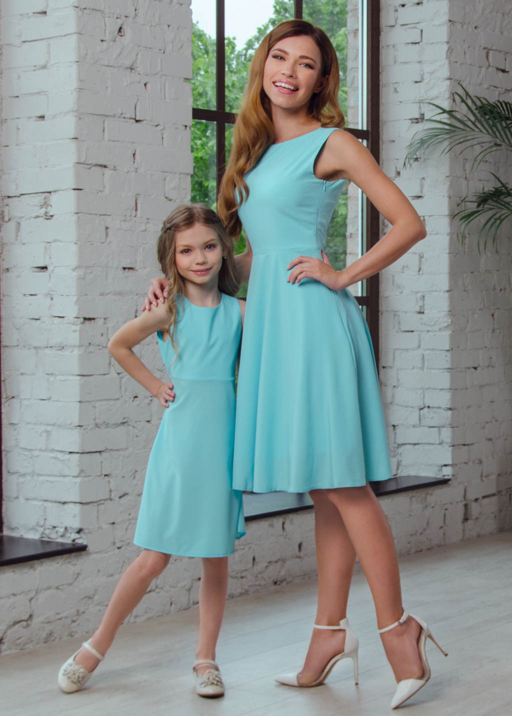 Mommy and me mint dresses