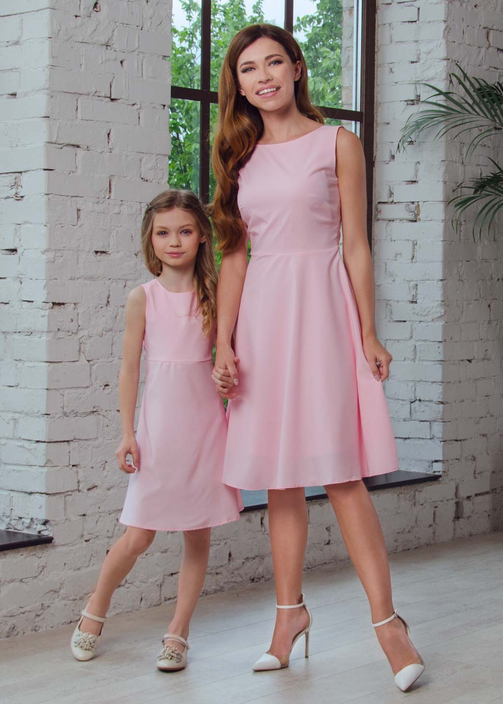 Mommy and me blush pink dresses