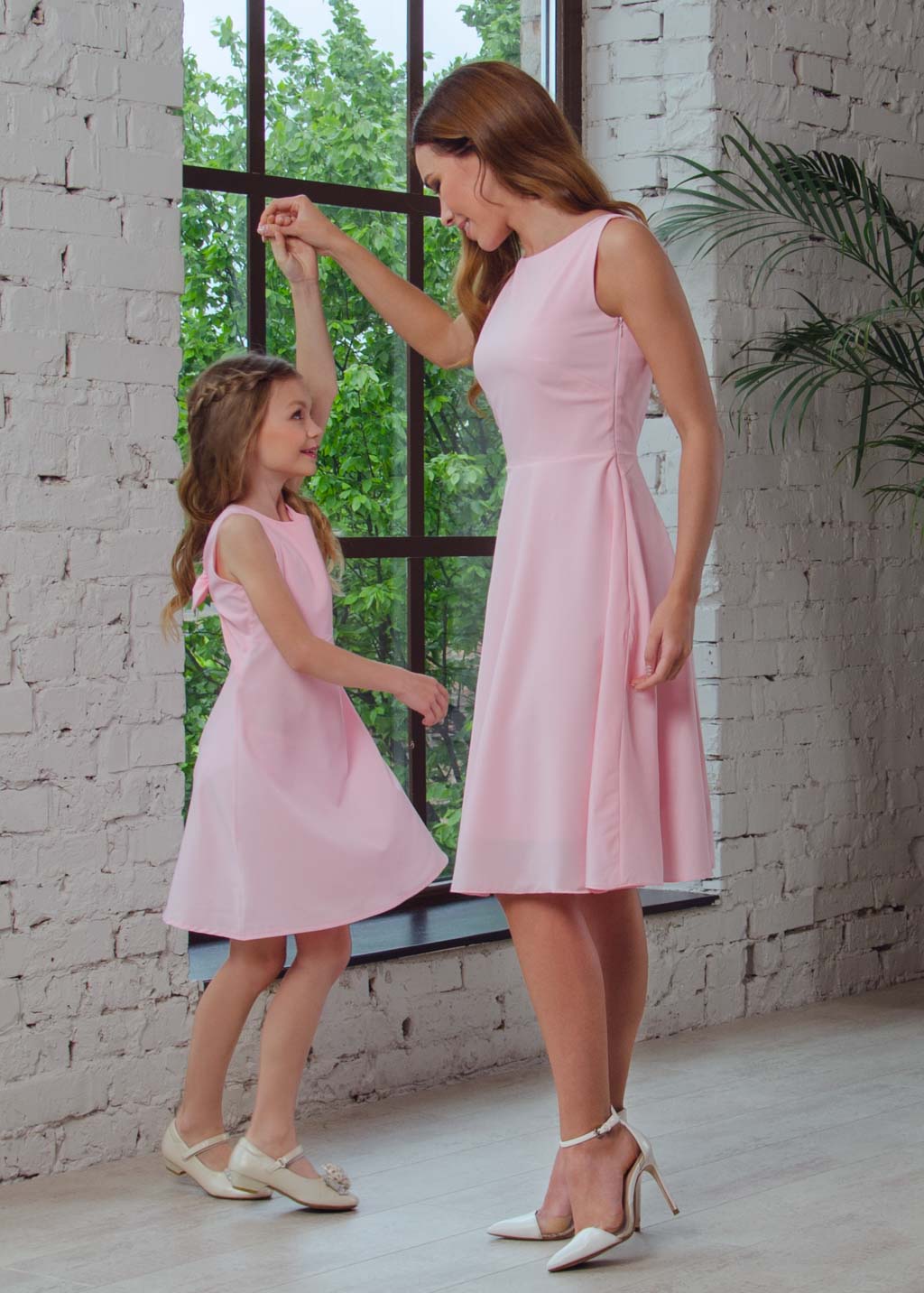 Mommy and me blush pink dresses