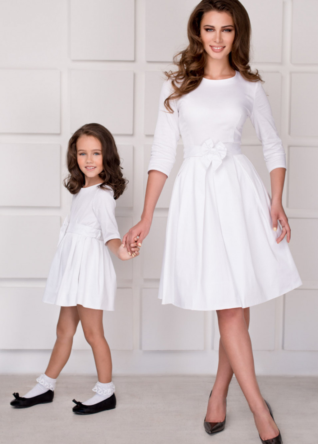 Mommy and me white cotton dresses