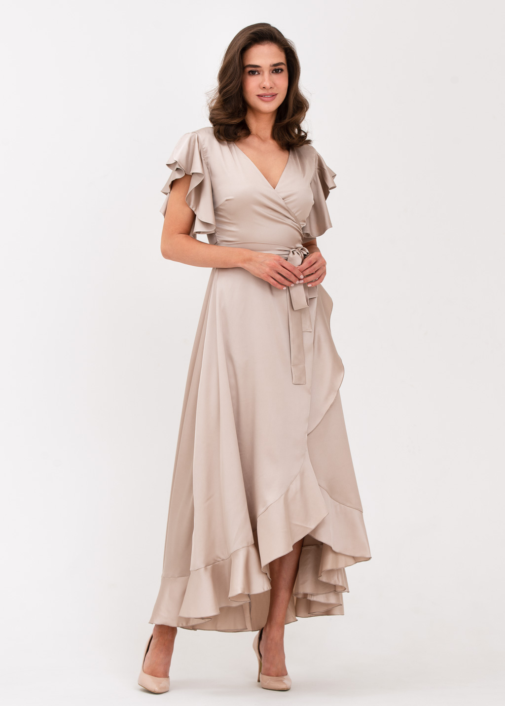 Champagne beige wrap dress