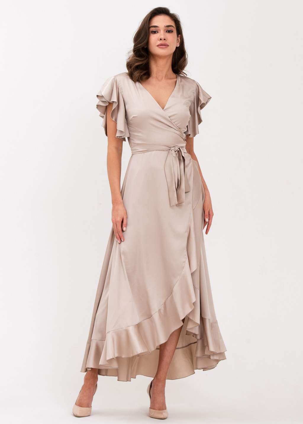 Champagne beige wrap dress