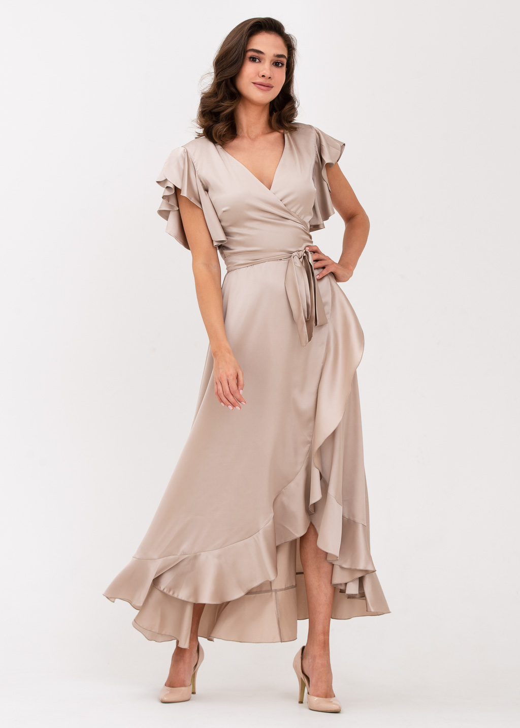 Champagne beige wrap dress