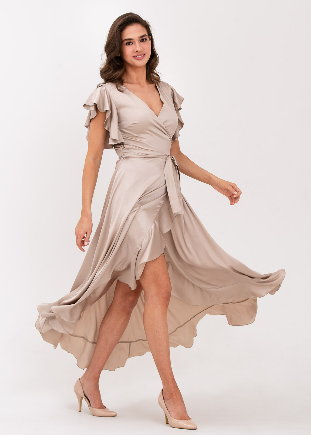 Champagne beige wrap dress