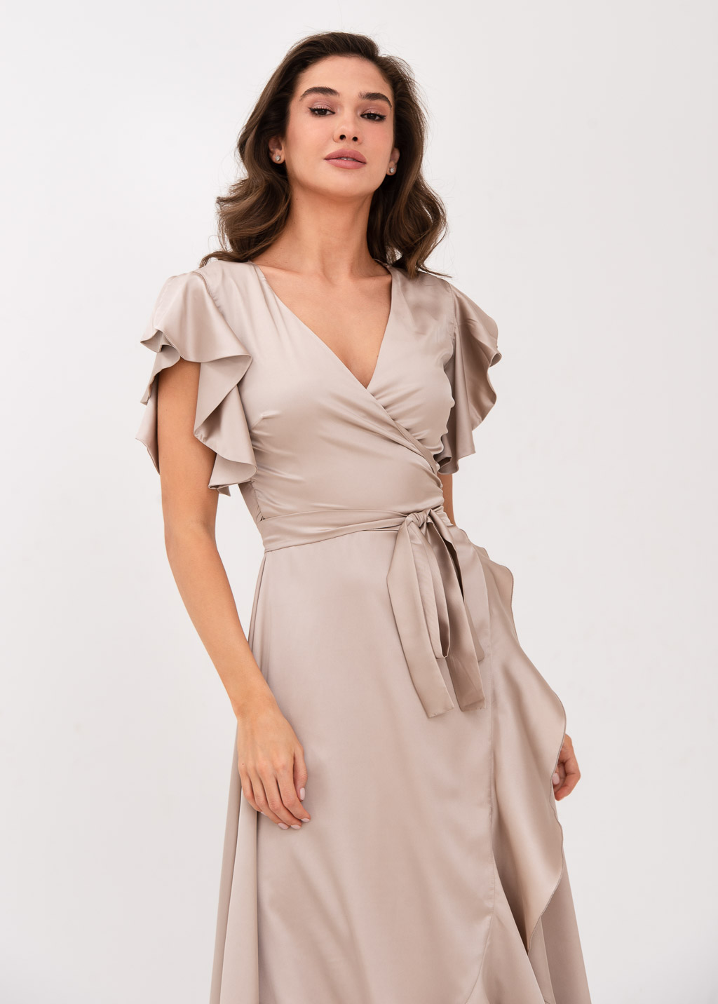 Champagne beige wrap dress