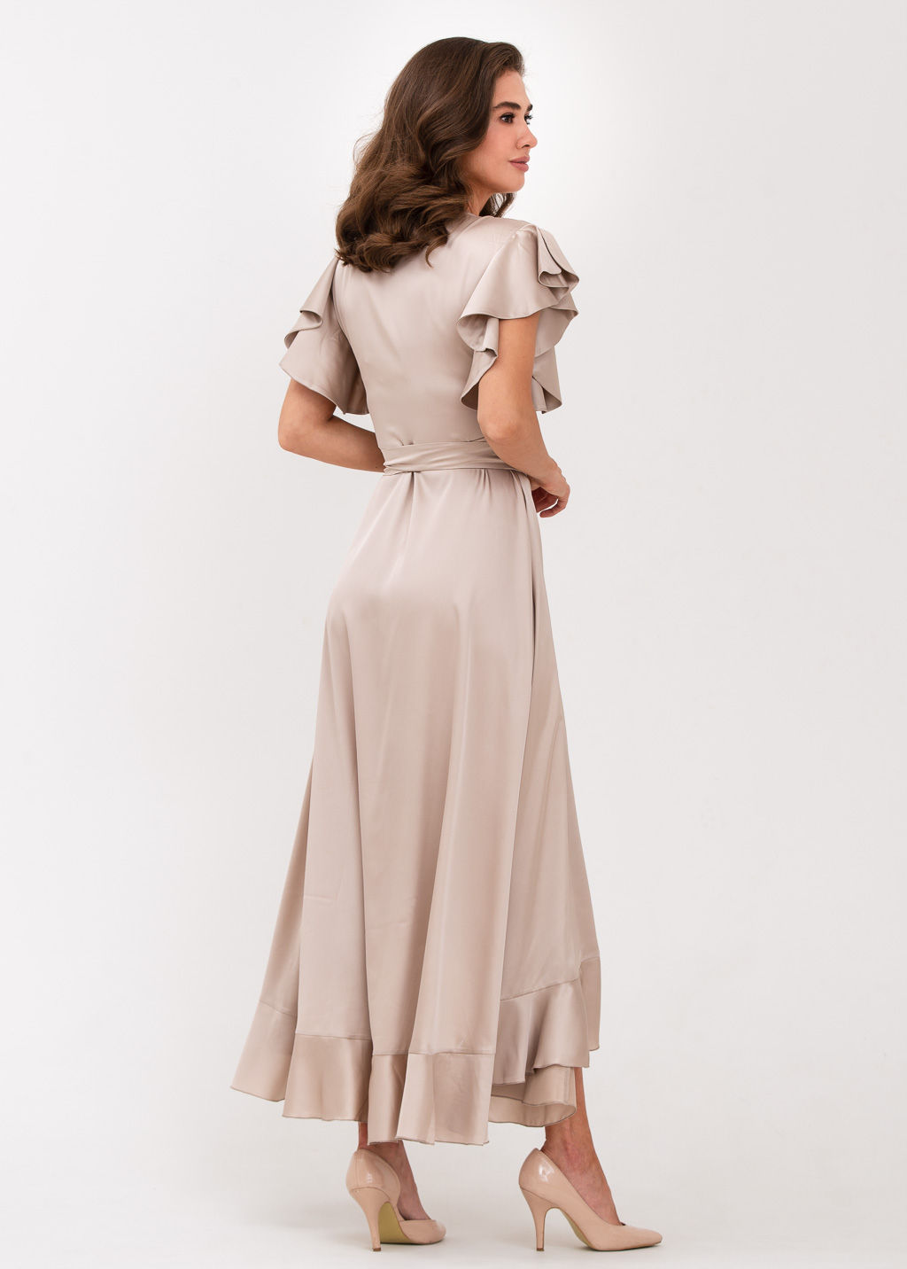 Champagne beige wrap dress