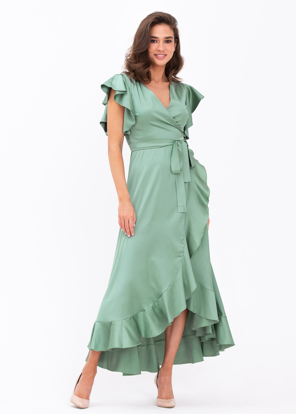 Sage green wrap dress