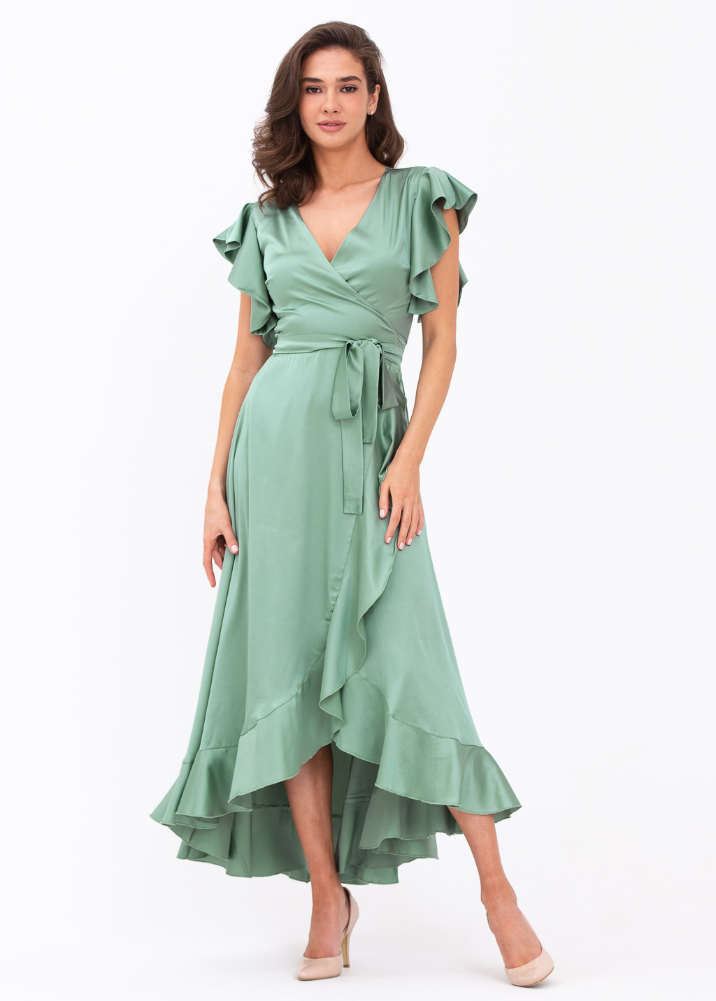 Sage green wrap dress