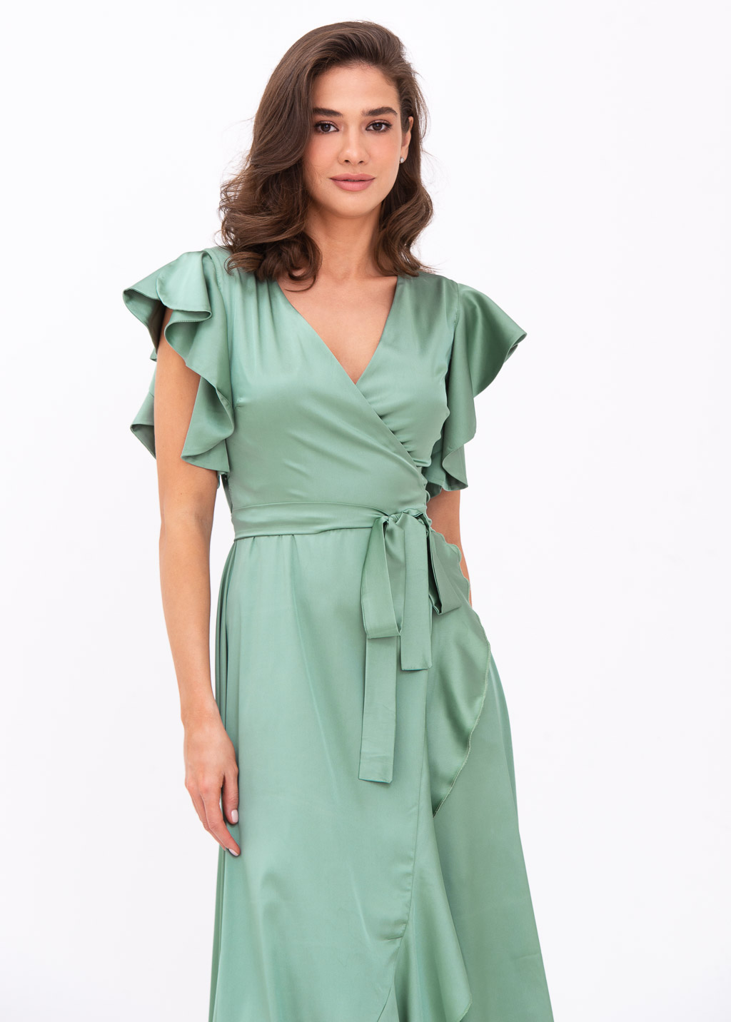 Sage green wrap dress