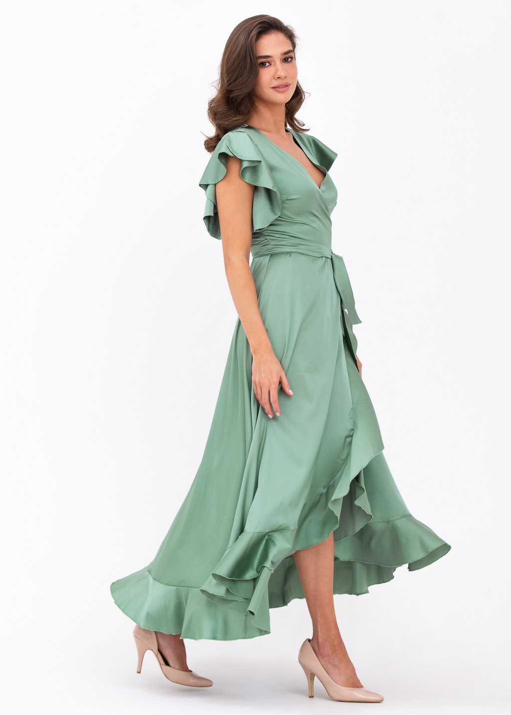 Sage green wrap dress