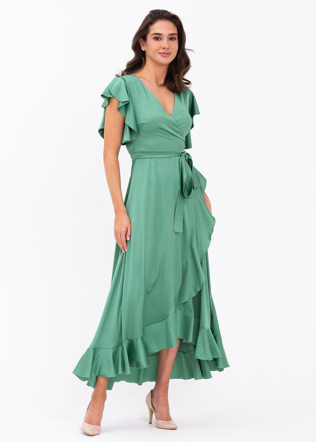 Olive green wrap dress