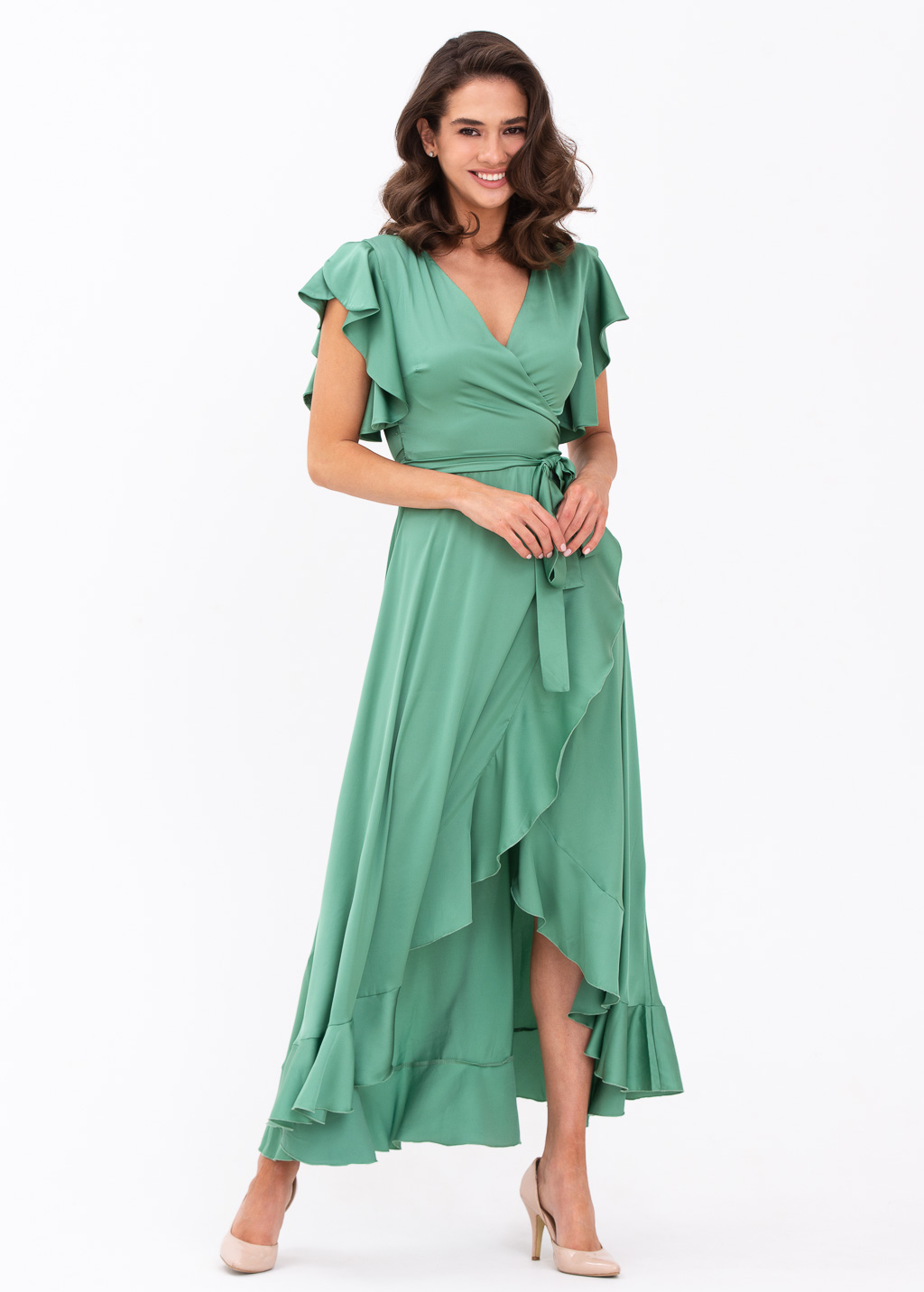 Olive green wrap dress