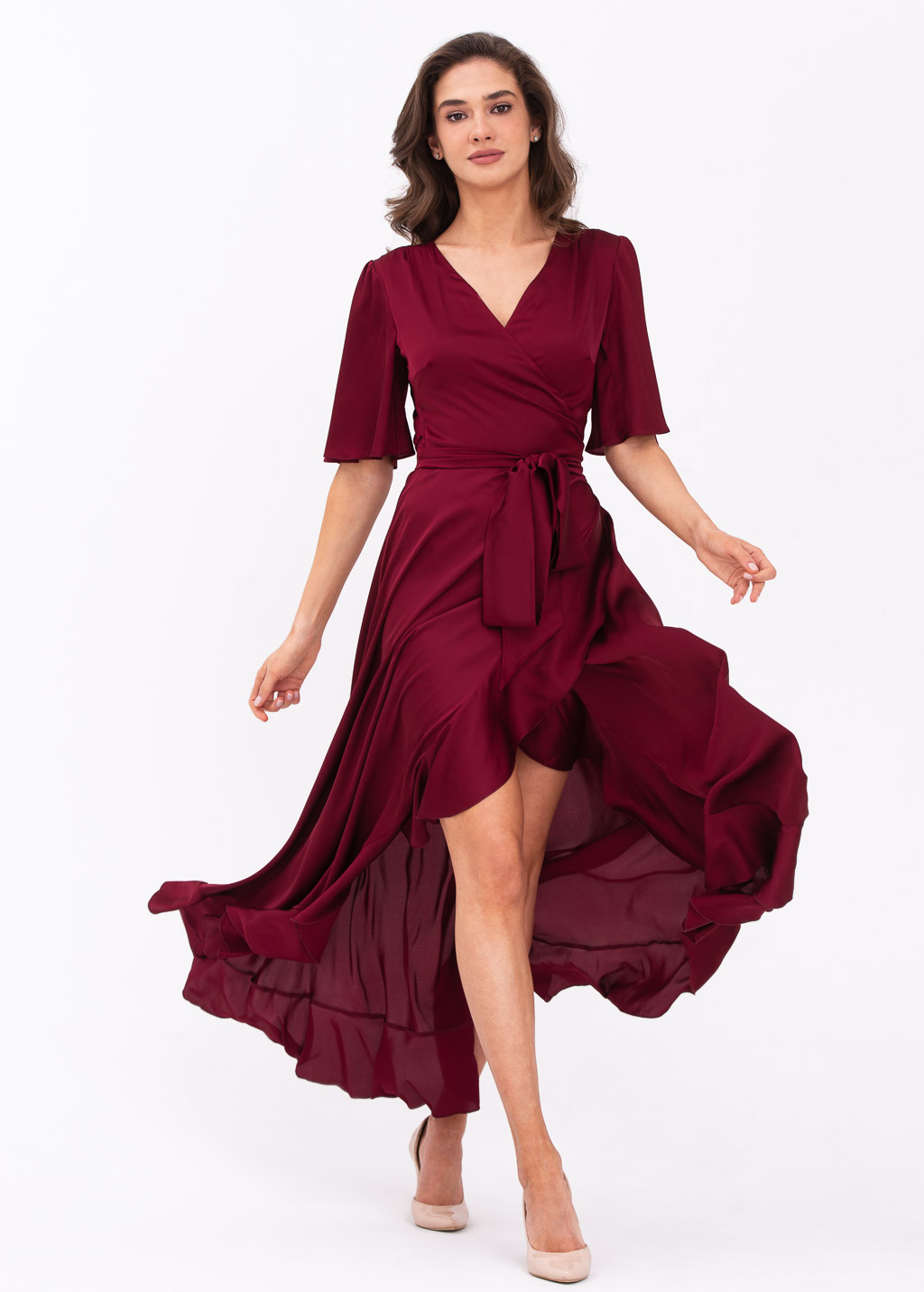 Burgundy wrap dress