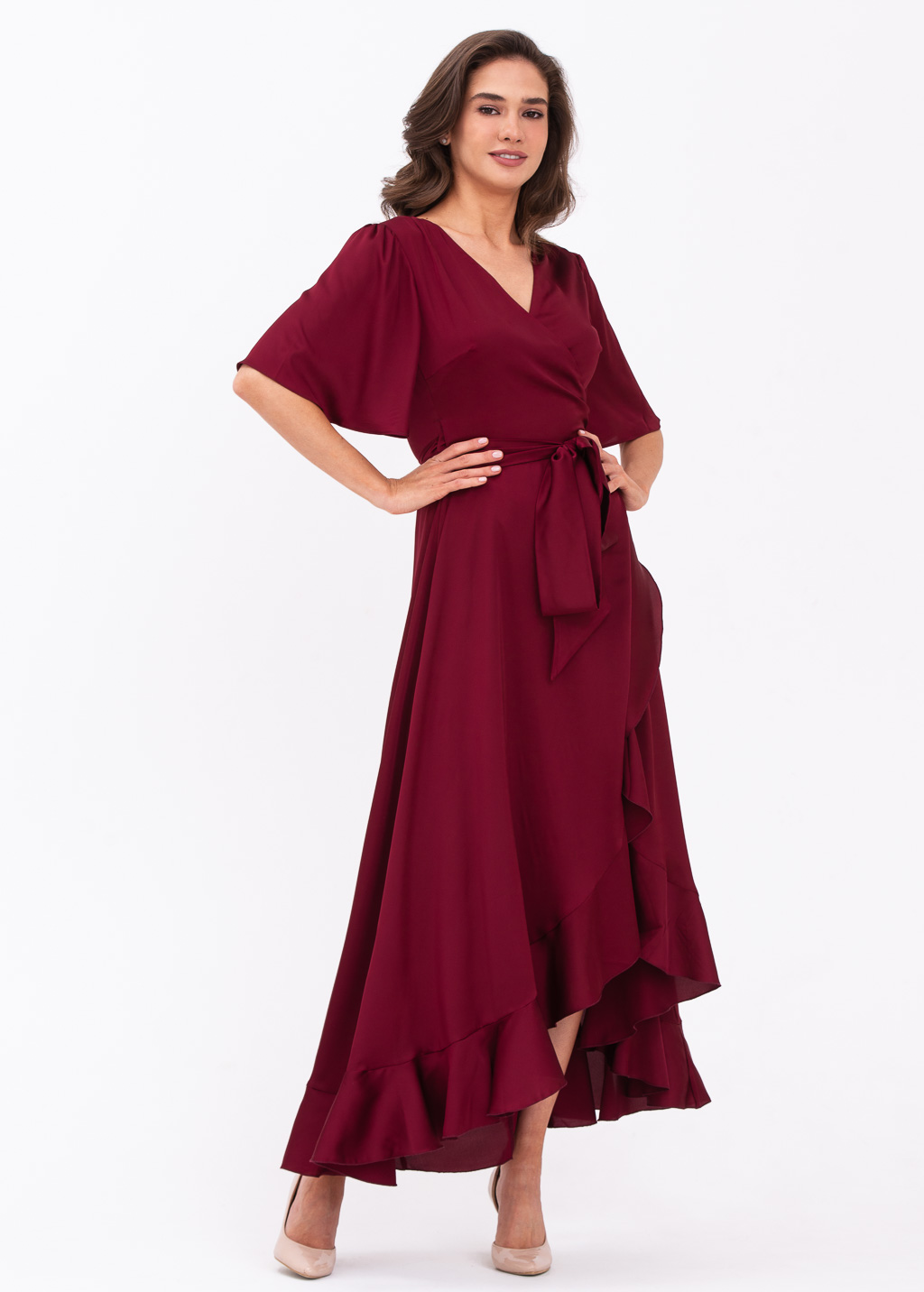 Burgundy wrap dress