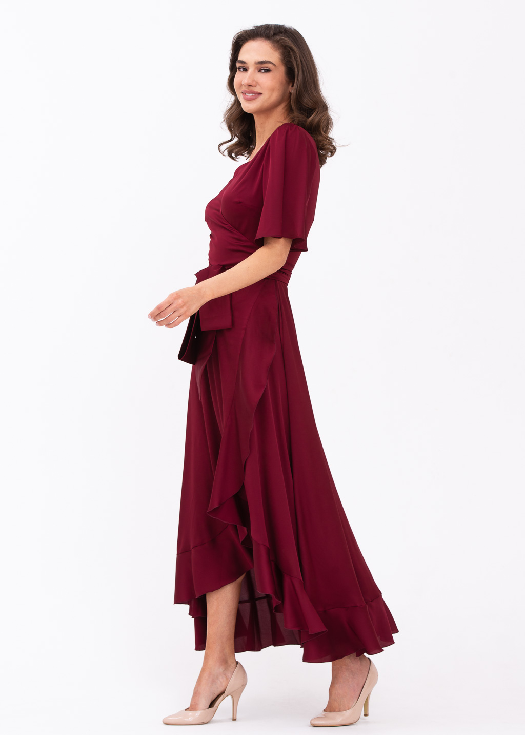 Burgundy wrap dress