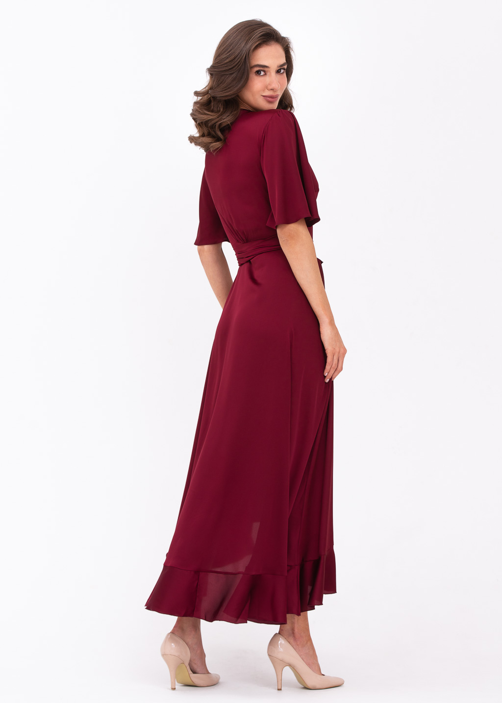 Burgundy wrap dress