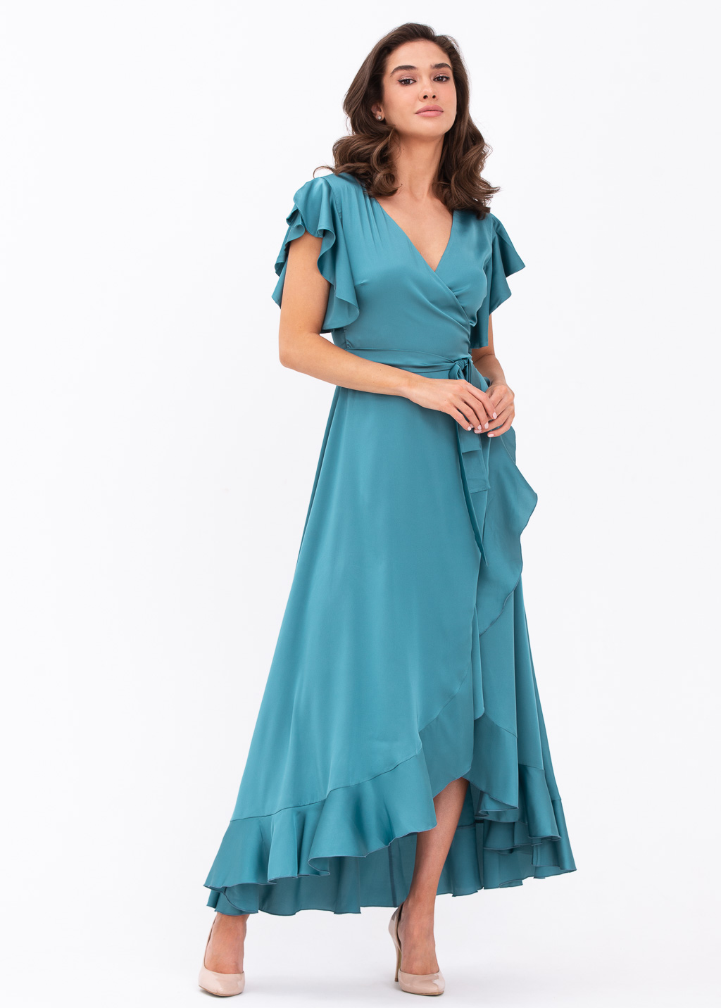 Aqua blue wrap dress