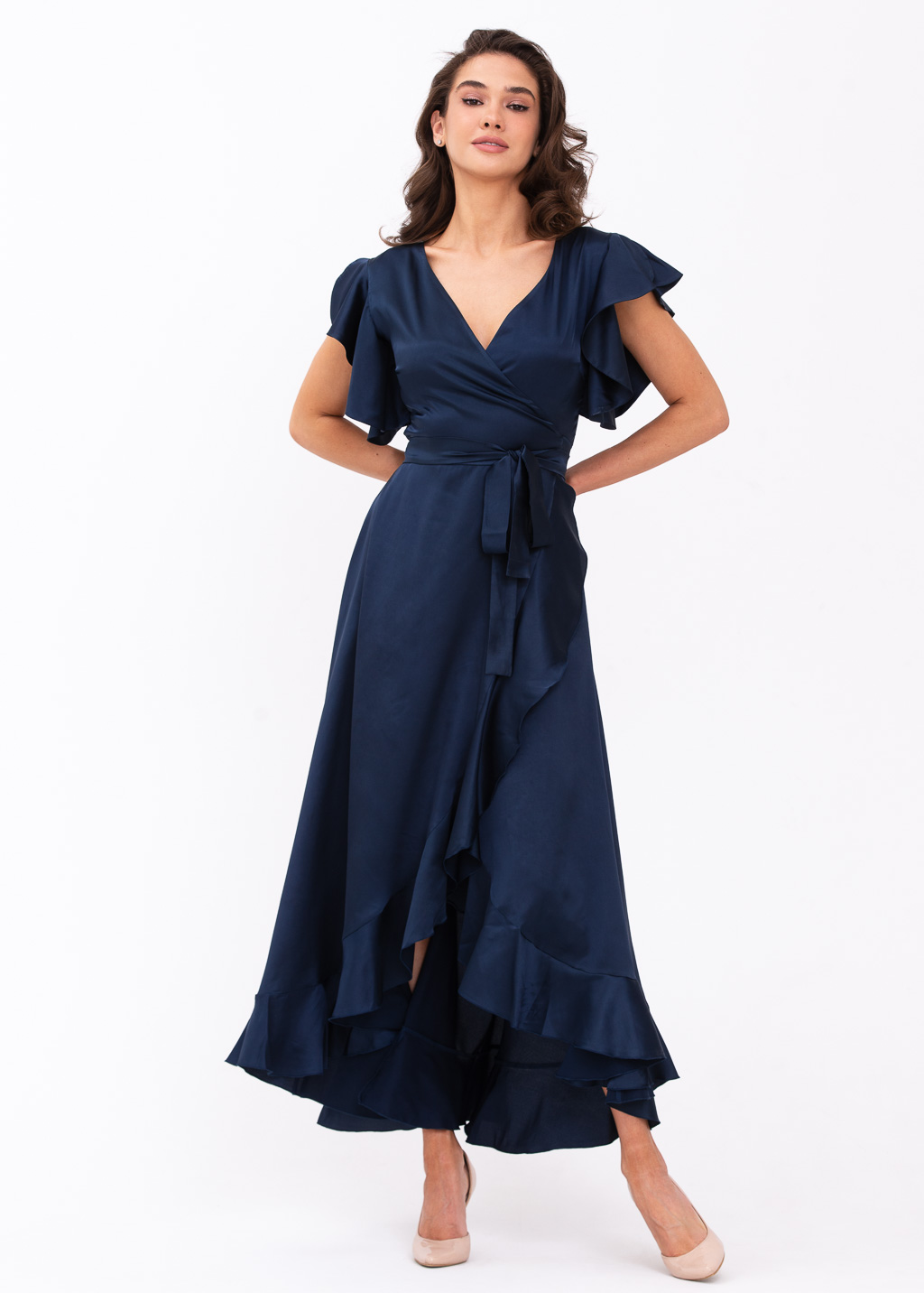 Navy blue wrap dress