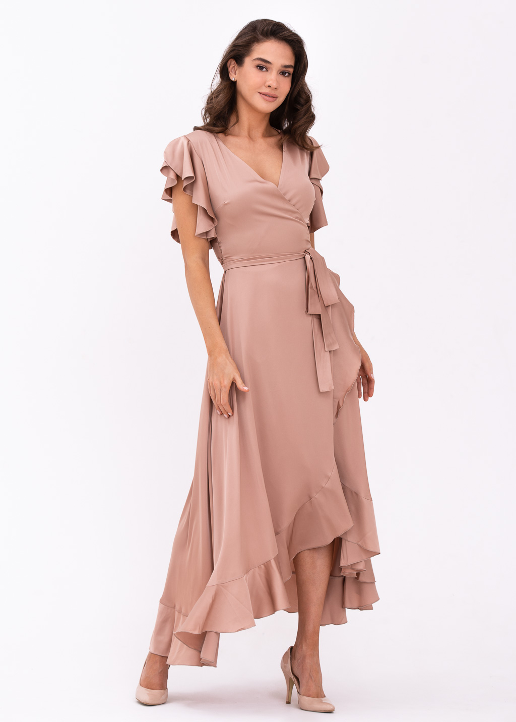 Rose gold wrap dress