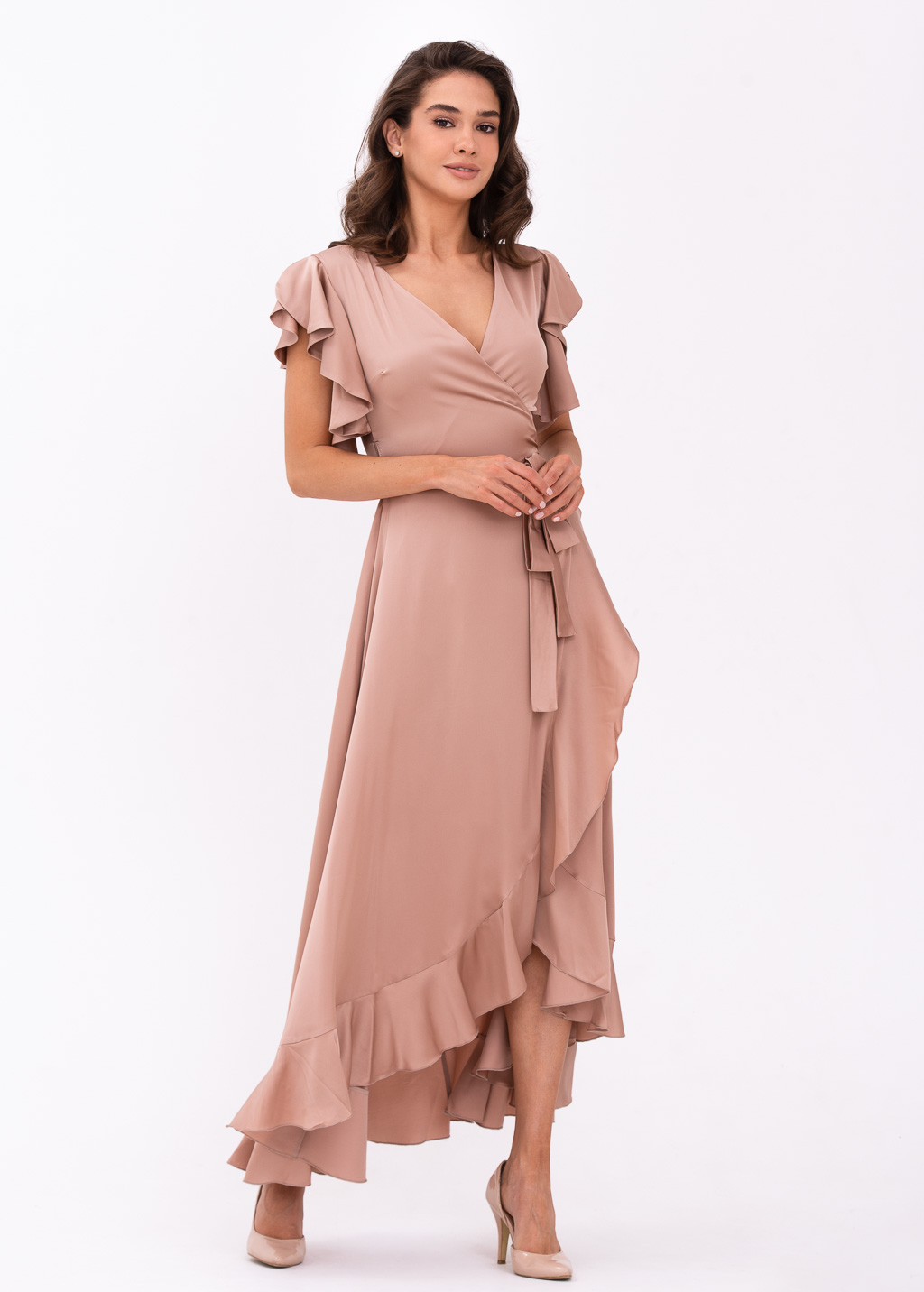 Rose gold wrap dress