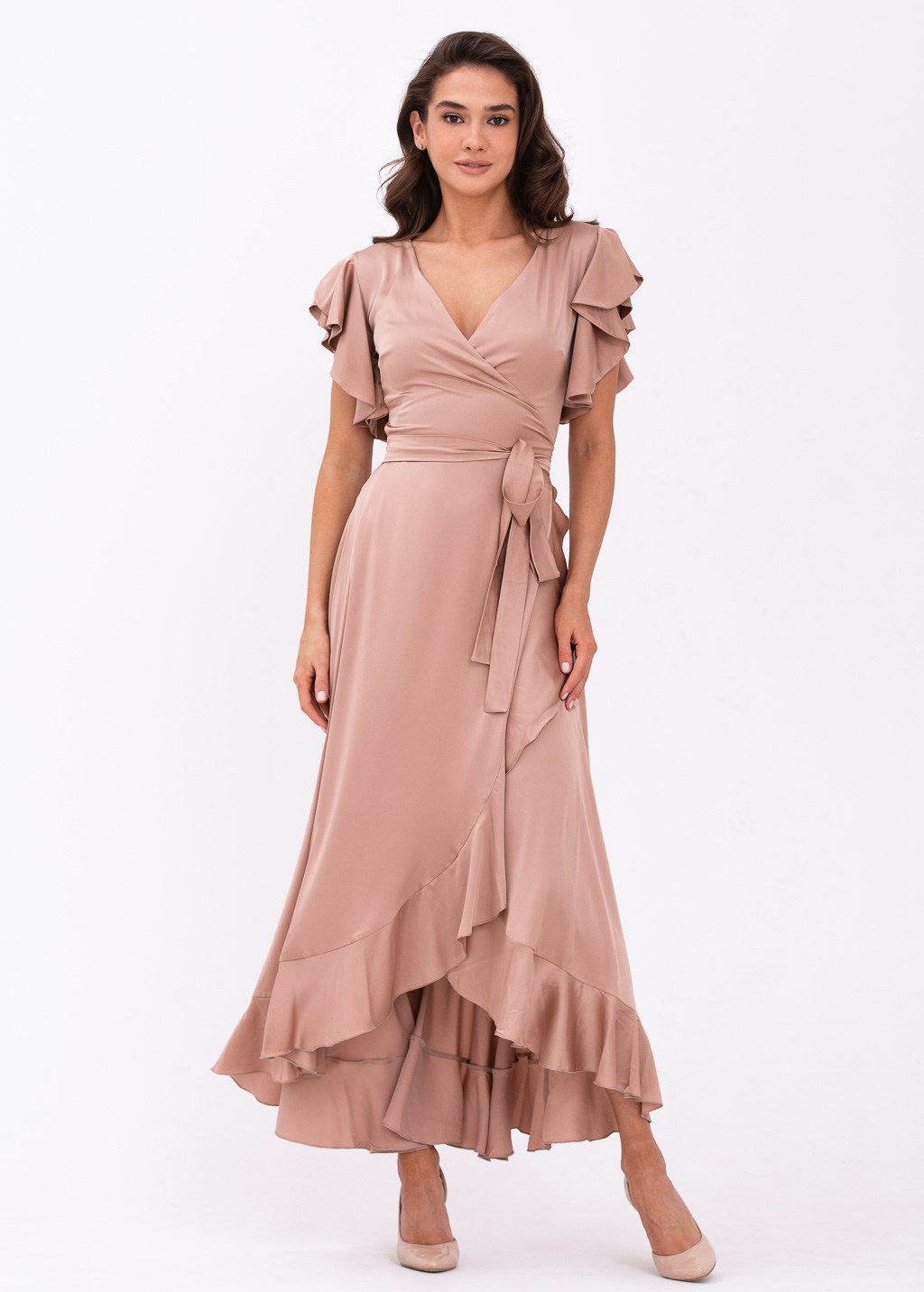 Rose gold wrap dress