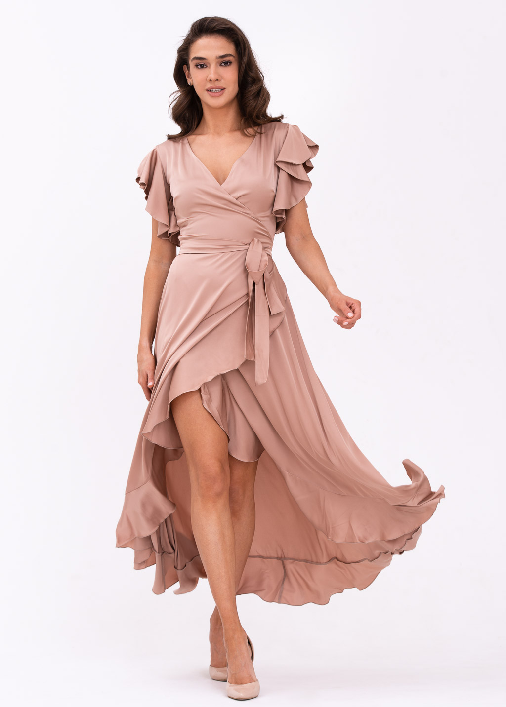 Rose gold wrap dress