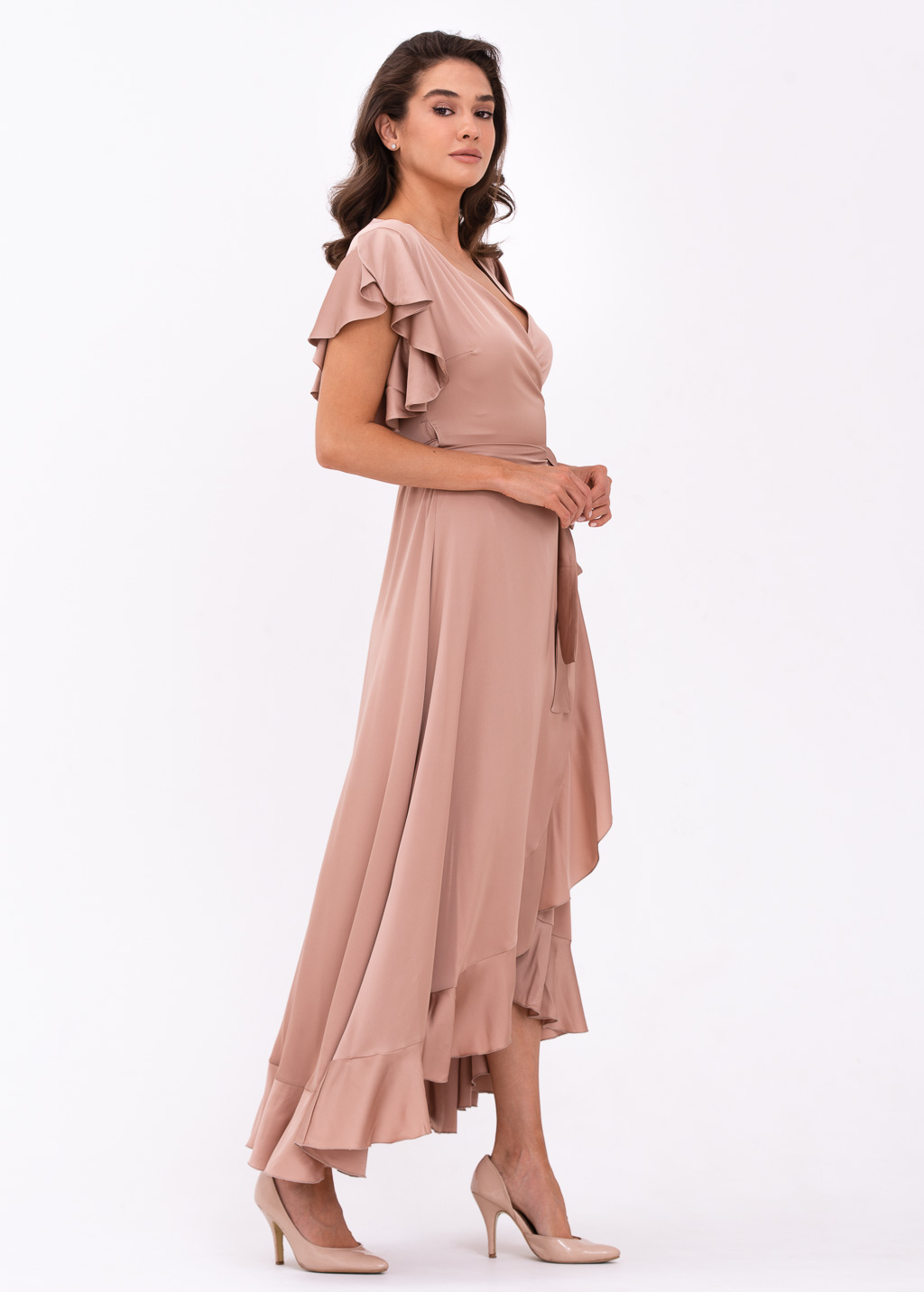 Rose gold wrap dress