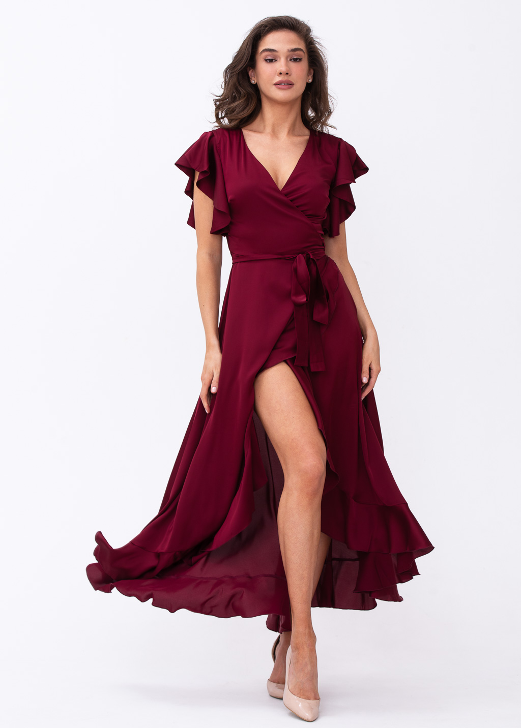 Burgundy wrap dress