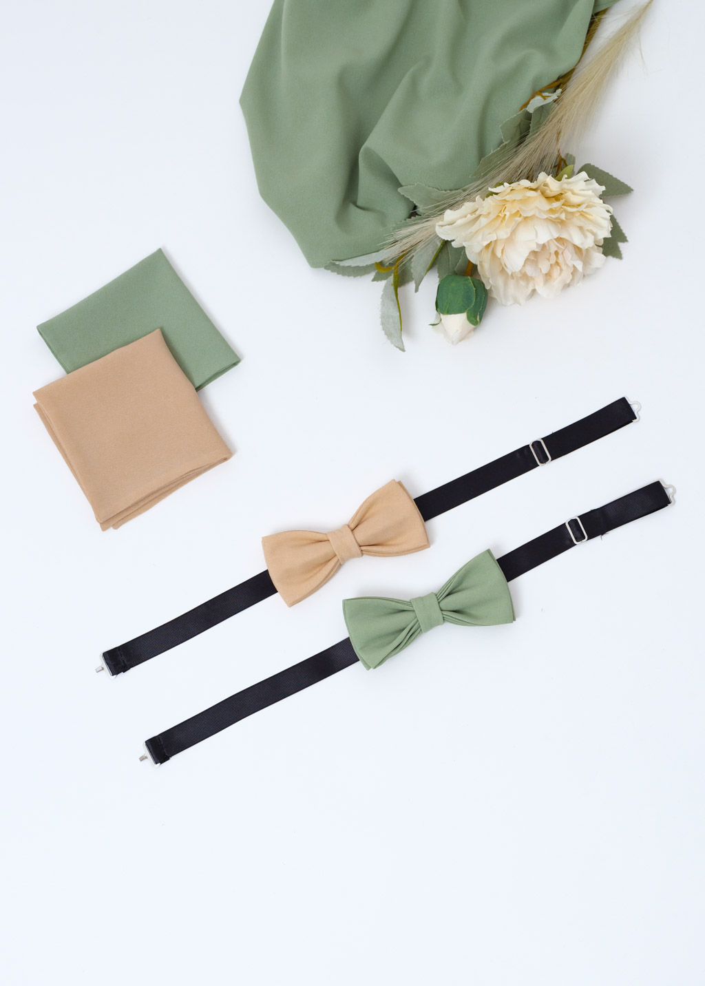 Chiffon tie, bow tie & pocket square