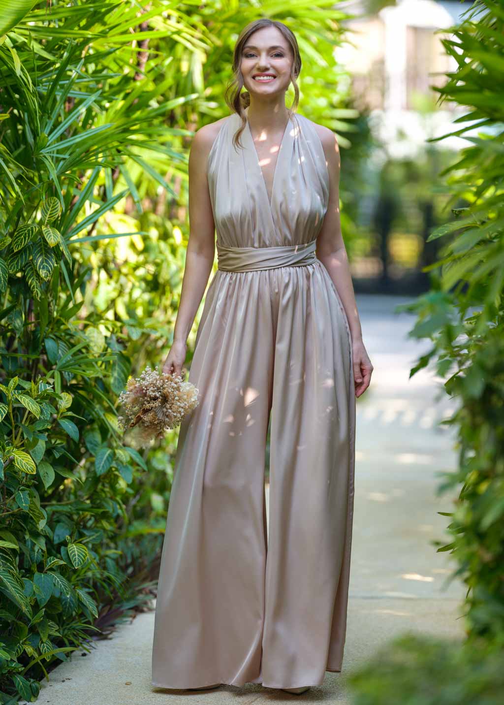 Champagne beige infinity jumpsuit