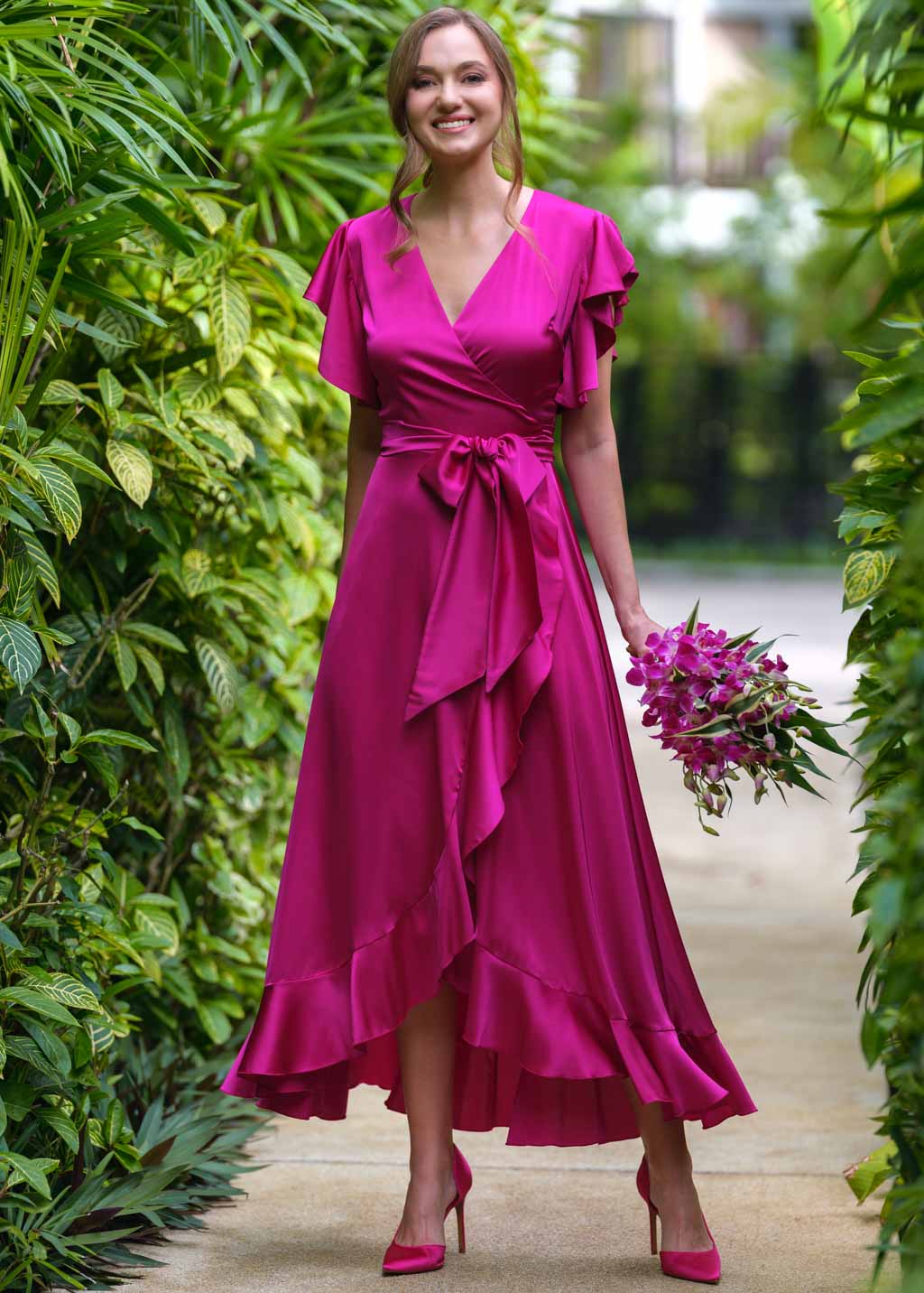 Fuchsia wrap dress