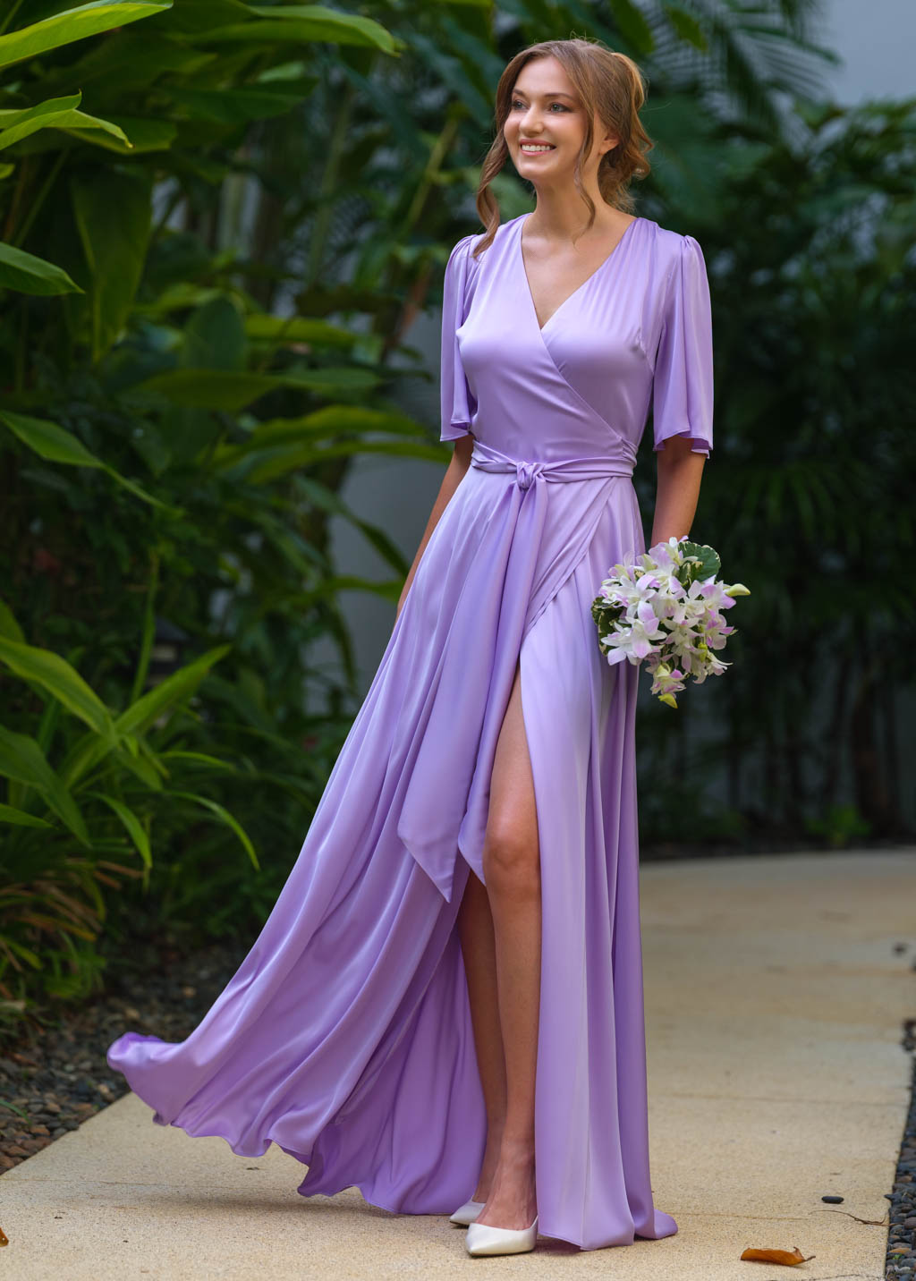 Lilac wrap long dress