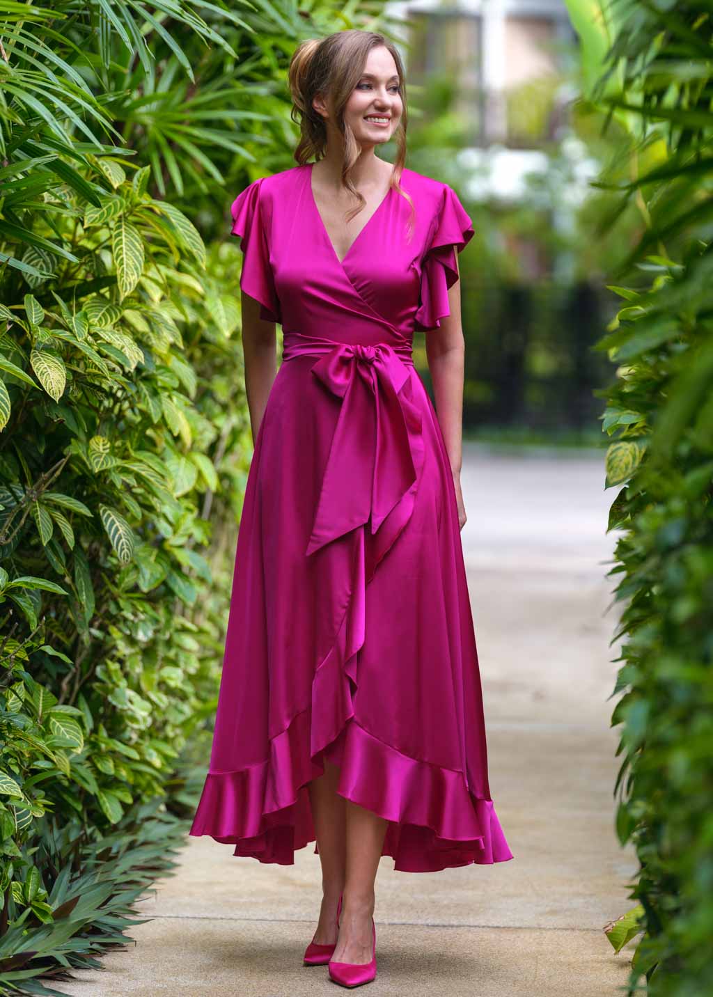 Fuchsia wrap dress